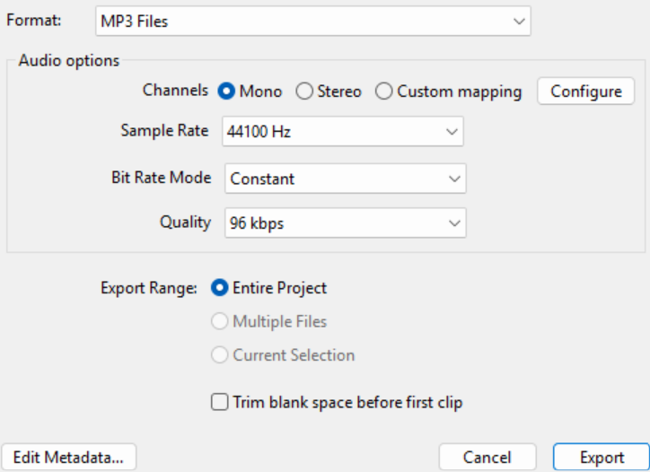 How to export your episode, ready for publishing